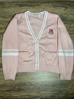 Sanrio Light Pink V-Neck Buttoned Cardigan with Embroidered Character